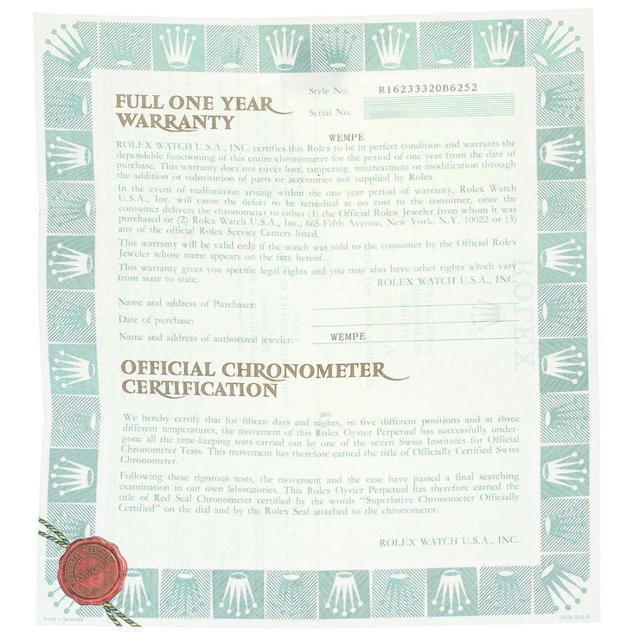 ROLEX ロレックス 16233G 保証書 _R-6 : CLOSER Yahoo!ショップ - 通販  
