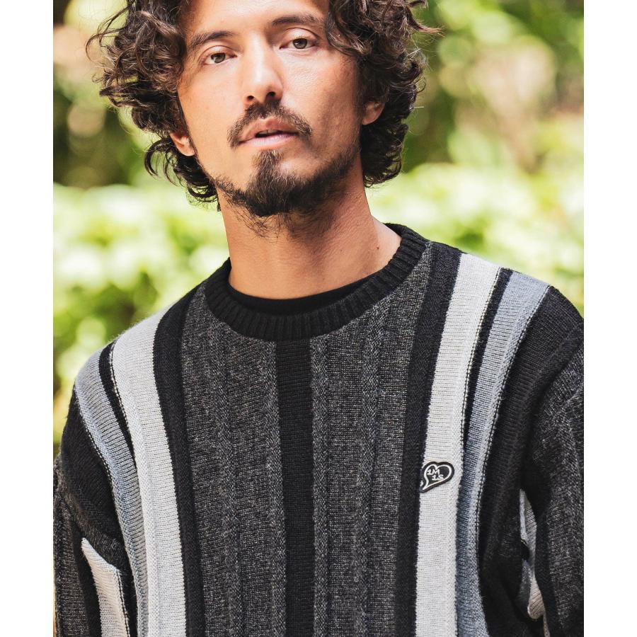 FELKOD x 1minute1second ] stripe crew 【Mountain Research】 neck knit