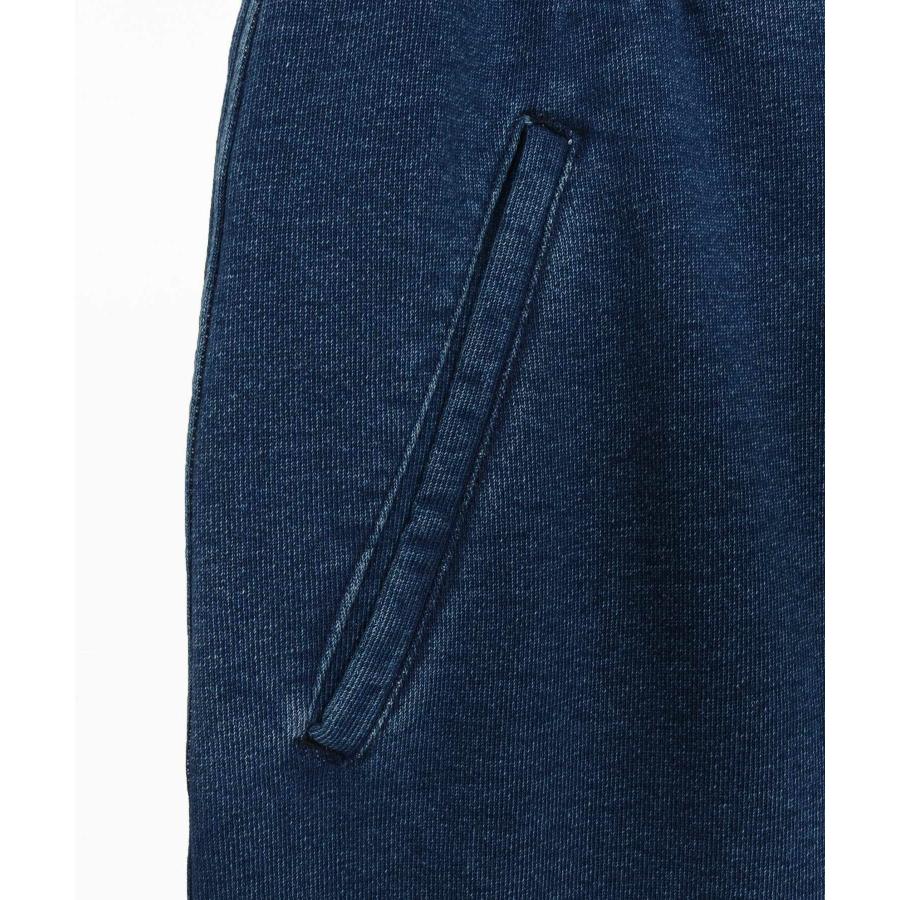 heavy weight knit denim pants with cursive embroidery ニットデニムイージーパンツの画像