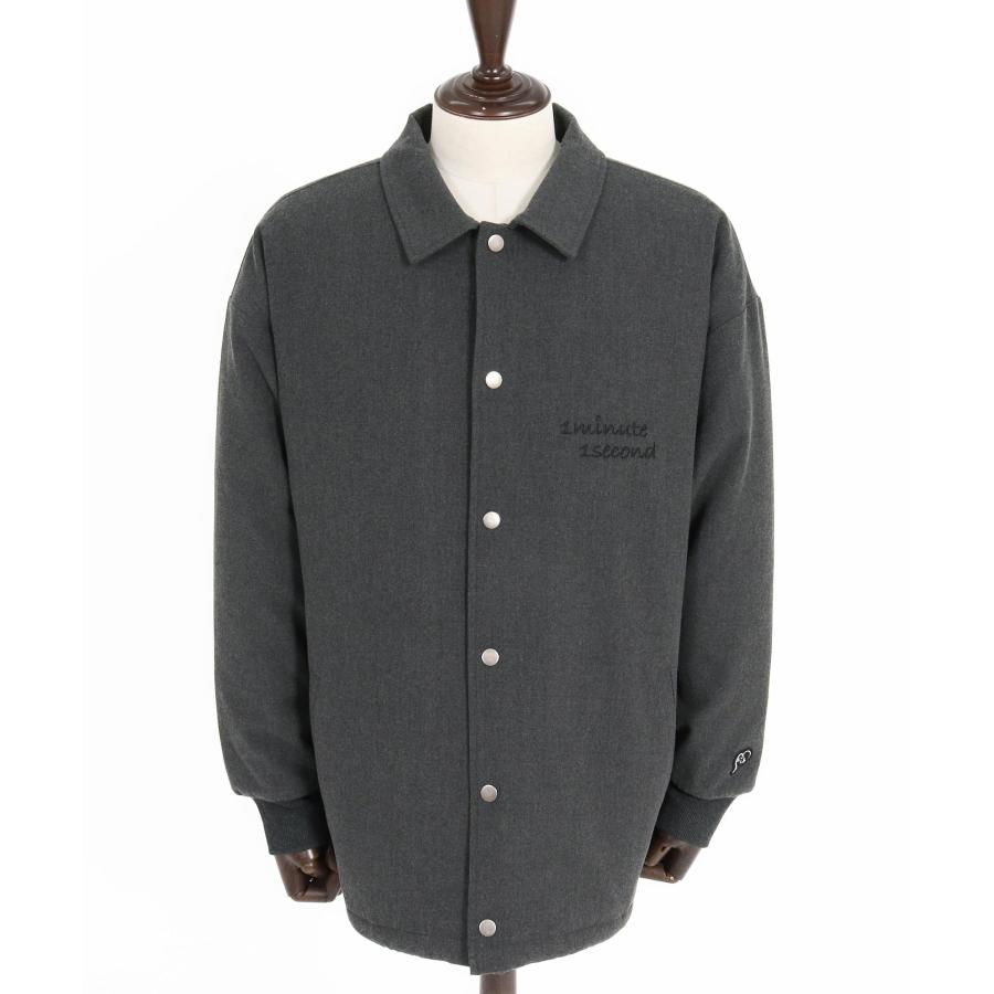 1minute 1second ワンミニットワンセカンド コーチジャケット cursive embroidery wool-like coach jacket 1minute1second 77公式ストア - 通販 - Yahoo ショッピング