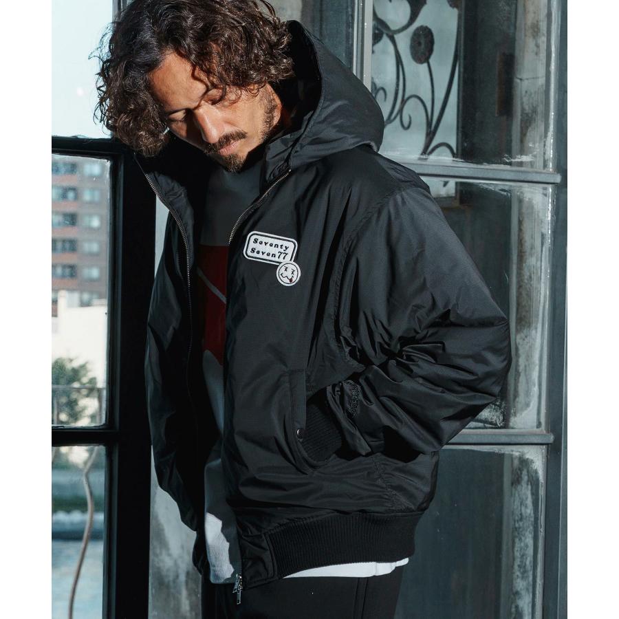 seventy seven 中綿ジャケット padding hoodie rib JKT 