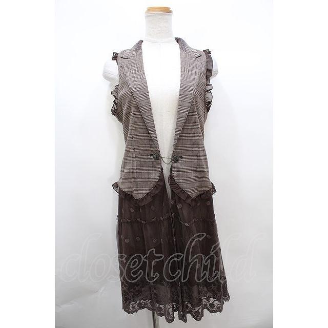 axes femme / チェック×レースロングベスト Y231007095AXTOSZZY