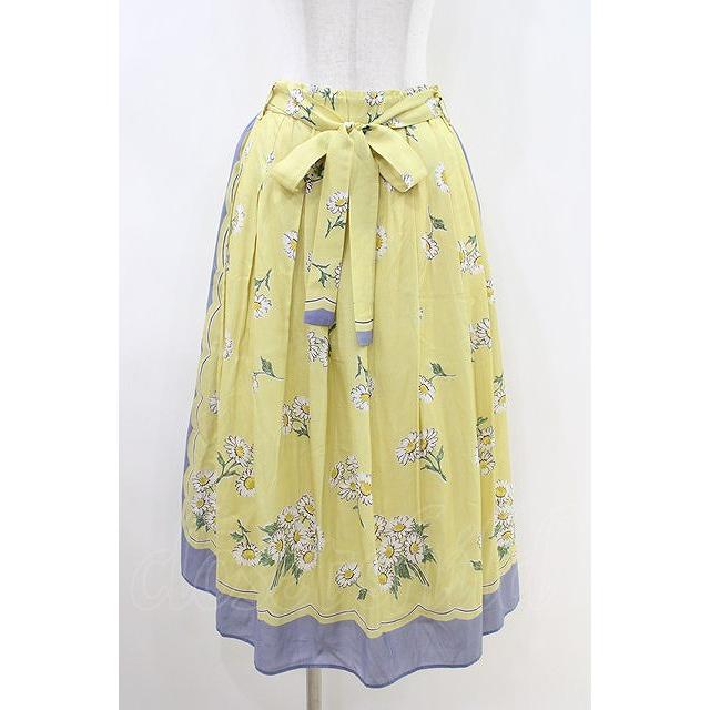 Jane Marple / Miss Daisyのタックスカート イエロー×ラベンダー H-26