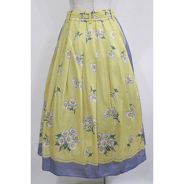 Jane Marple / Miss Daisyのタックスカート イエロー×ラベンダー H-26