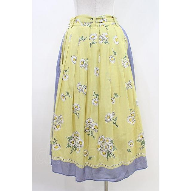 Jane Marple / Miss Daisyのタックスカート イエロー×ラベンダー H-26