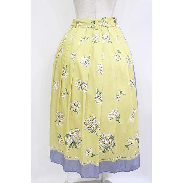 Jane Marple / Miss Daisyのタックスカート イエロー×ラベンダー H-26