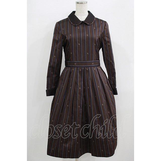 Jane Marple フロントリボン ワンピース ブラウン