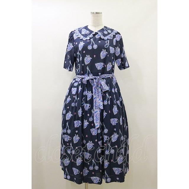 Jane Marple / Bonjour Millefleursのコレットドレス ネイビー H-26-03 