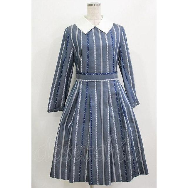 Jane Marple グレー レース襟 半袖 ひざ丈ワンピース Jane Marple