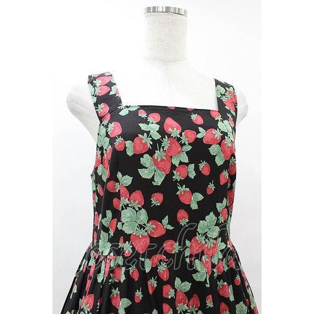 Jane Marple / Strawberry garden Strap dress M ブラック H-25-10-22