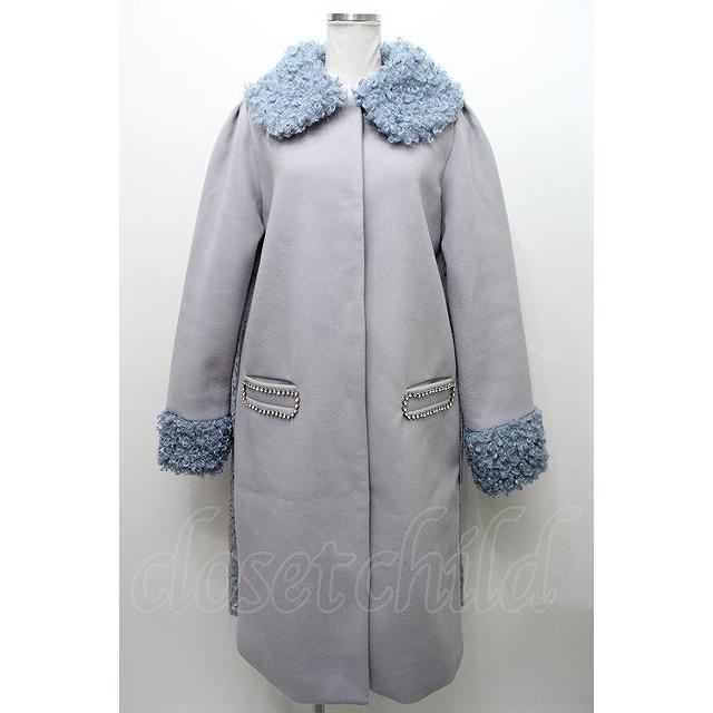 SALE】Swankiss / COAT プードルファーカラーバックレースコート 