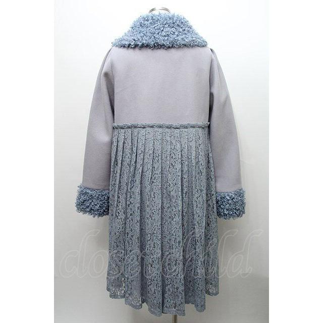 SALE】Swankiss / COAT プードルファーカラーバックレースコート 