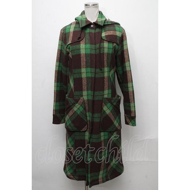 ALGONQUINS / チェックロングコート グリーン S-24-12-27-051-AL-CO-AS
