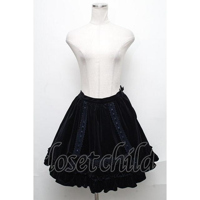 BABY,THE STARS SHINE BRIGHT / 別珍ローズレーススカート 紺 S-24-12