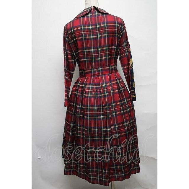 Jane Marple / Royal drums Tartan check dress 紺x赤 S-25-03-25-064