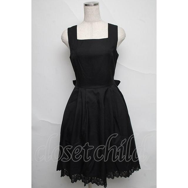Moi-meme-Moitie / コフィンレースリボンジャンパースカート 黒 S-25