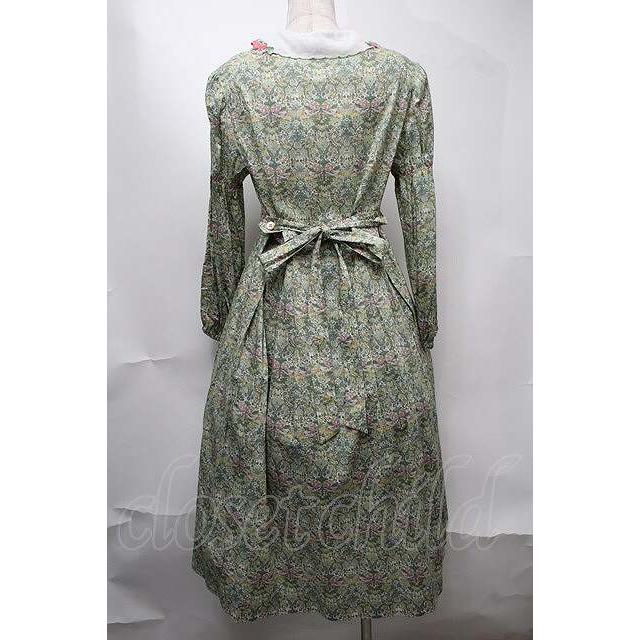 美品　リバティ　いちご泥棒ワンピース Jane Marple / Liberty William Morris いちご泥棒ワンピース グリーン