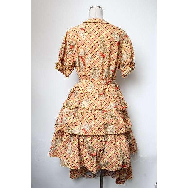 WONDERFUL WORLD / チェック&うさぎさんワンピース イエロー S-25-05