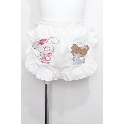 axes femme Kawaii / mikkoコラボ刺繍エプロン 白 S-25-08-22-1002-AX