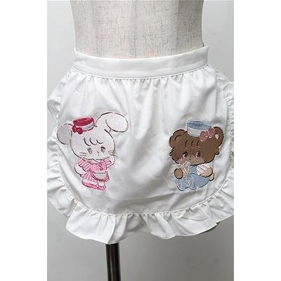 axes femme kawaii / mikkoコラボ刺繍エプロン 白 S-26-05-17-1001-AX