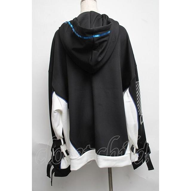 ililil / あのねコラボサイバージャージパーカー 黒x白 S-25-06