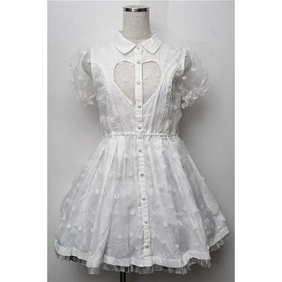 SALE】LIZ LISA / ドットチュールハートデザインワンピース 白 S-25-09
