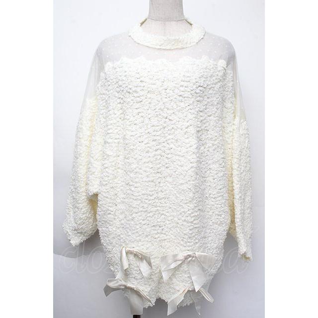 00s LIZLISA ホワイトホルターネック スカラップレース ワンピース LIZ LISA / スカラップニットワンピース オフ S-25-11-24-016-LO-OP-AS