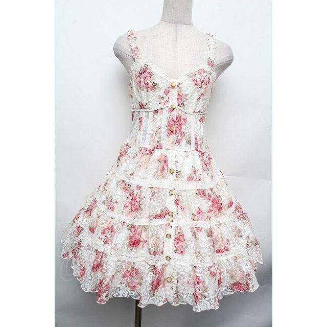 LIZ LISA / 花柄レースチュニック ピンク S-26-02-15-047-LO-TO-HR-ZS