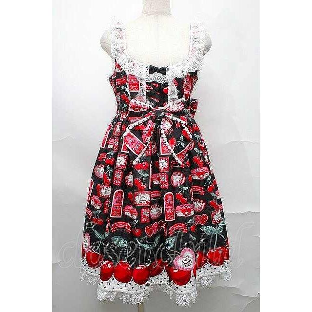 Angelic Pretty / Cherry Jam Labelジャンパースカート 黒 S-25-09-02