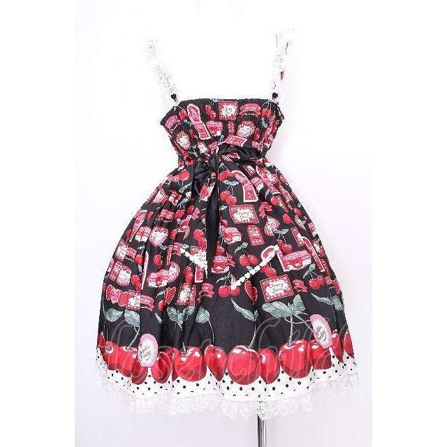 Angelic Pretty / Cherry Jam Labelジャンパースカート 黒 S-26-07-13