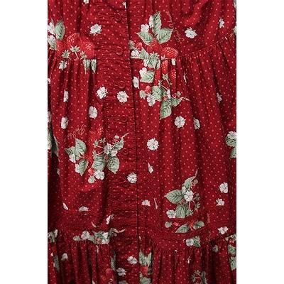 PINK HOUSE いちご刺繍　ティアードワンピース PINK HOUSE / いちご柄ティアードワンピース 赤 S-25-09-07-030-LO-OP