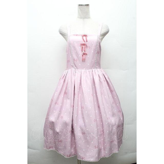 axes femme kawaii / ハートドット柄ジャンスカ ピンク S-26-03-24-002