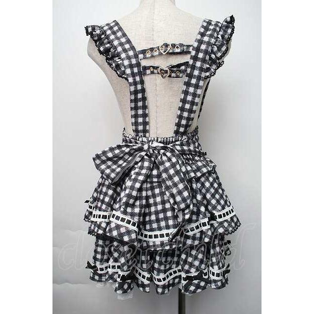 LIZ LISA / はしごリボンギンガムティアードスカパン 黒x白 S-25-11
