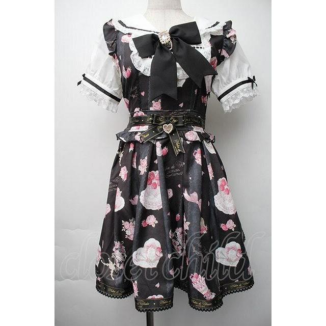 LIZLISA Salon de Fraise柄 ワンピース LIZ LISA / Salon de Fraise柄ワンピース 黒 S-25-11-06-043-LO-OP-HR