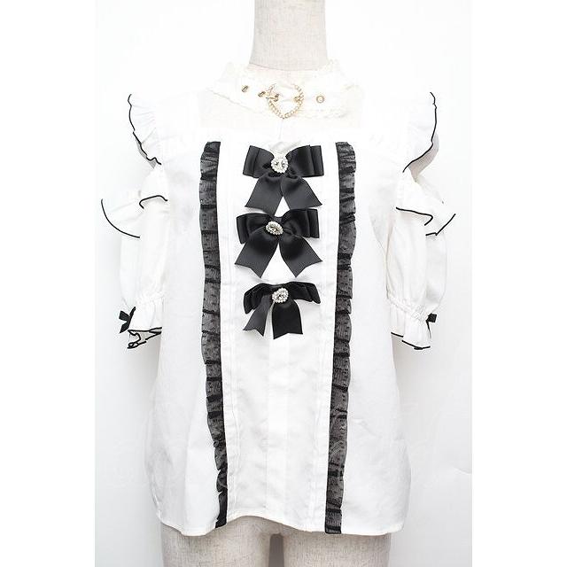 LIZ LISA / 3つリボンチョーカーブラウス 白 S-26-01-21-003-LO-BL-AS