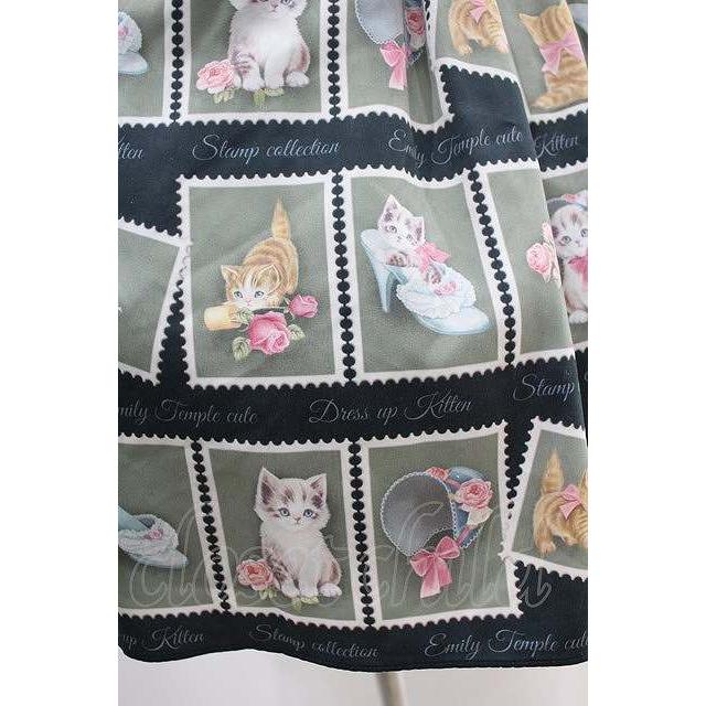 Emily Temple cute / Kitten Stamp Collectionキャミソールワンピース  グリーン H-24-04-13-010-ET-OP-KB-ZT347｜closetchild-online｜05