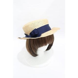 SALE】Jane Marple / ストローハット ブラウン×ネイビーリボン H-25-04