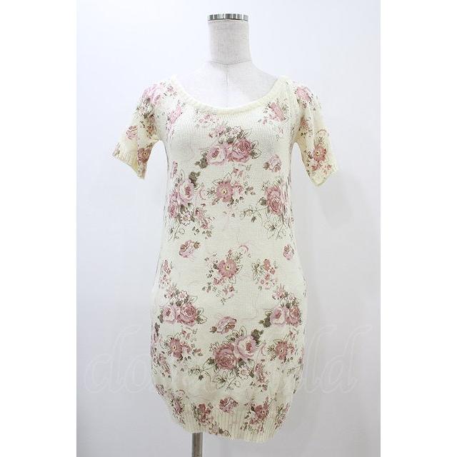 LIZ LISA / 花柄ニットワンピース Free 生成り H-25-11-26-1027-LO-OP