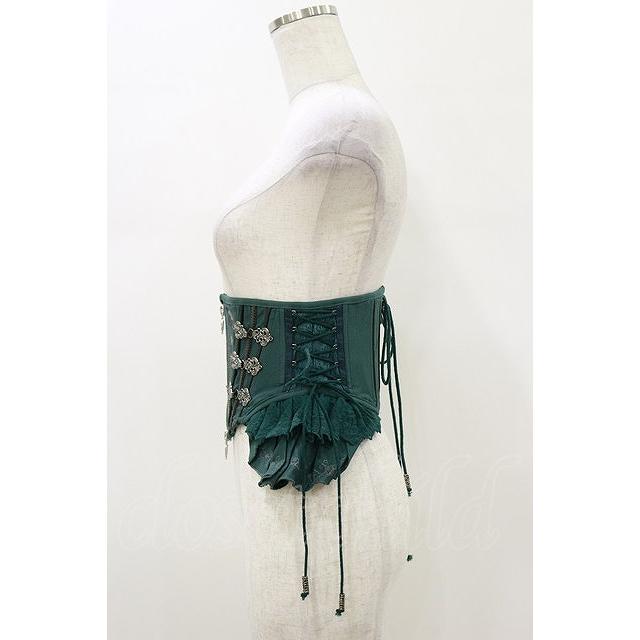 Ozz oneste / 薔薇刺繍ショートコルセット グリーン H-26-01-11-017-OO