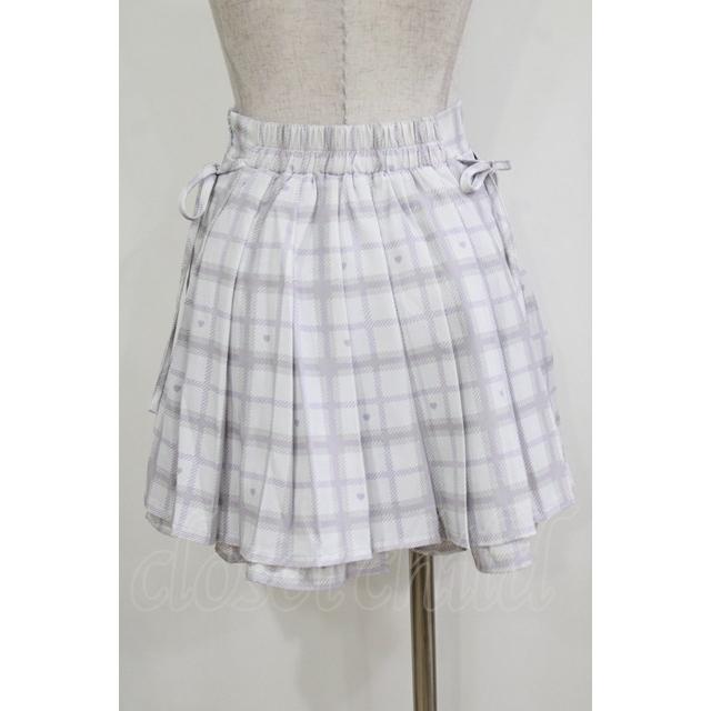 pium / piumハートチェックサイドリボンプリーツスカート Free グレー