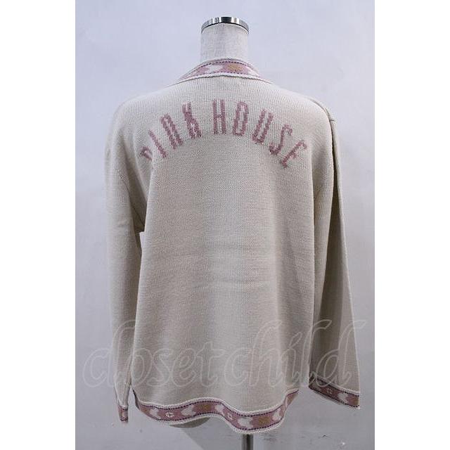 PINK HOUSE / くまさんニットカーディガン アイボリーXブラウン I-23