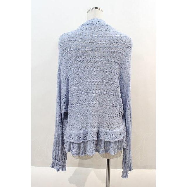 PINK HOUSE / 透かし編みボレロ風カーディガン ブルー I-24-08-23-119