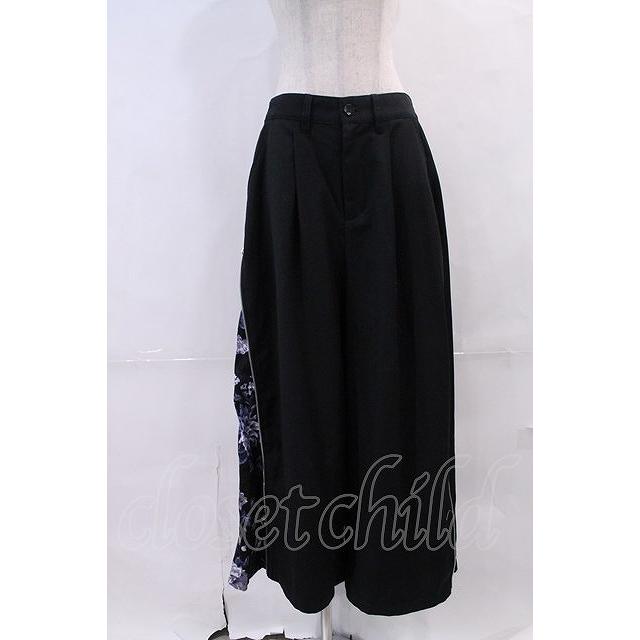 SALE】CIVARIZE / Clarityマチ付きZIPワイドパンツ 黒X青 I-24-02-02