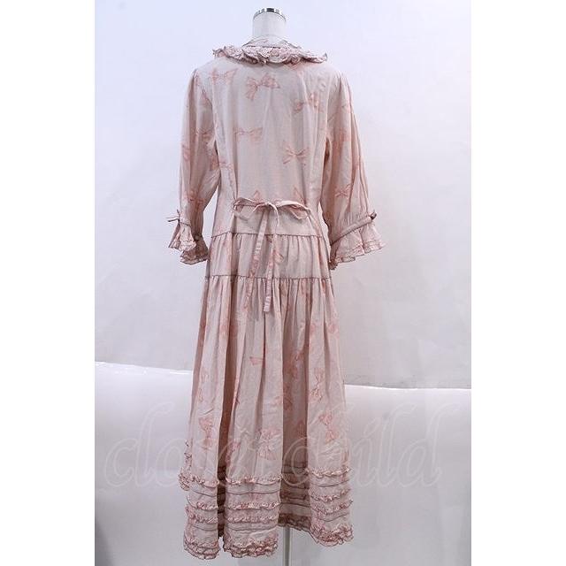 ピンクハウス 　2023年　ベルベットリボンプリント　ワンピース PINK HOUSE / ベルベットリボンプリントワンピース ピンク I-24-03-08