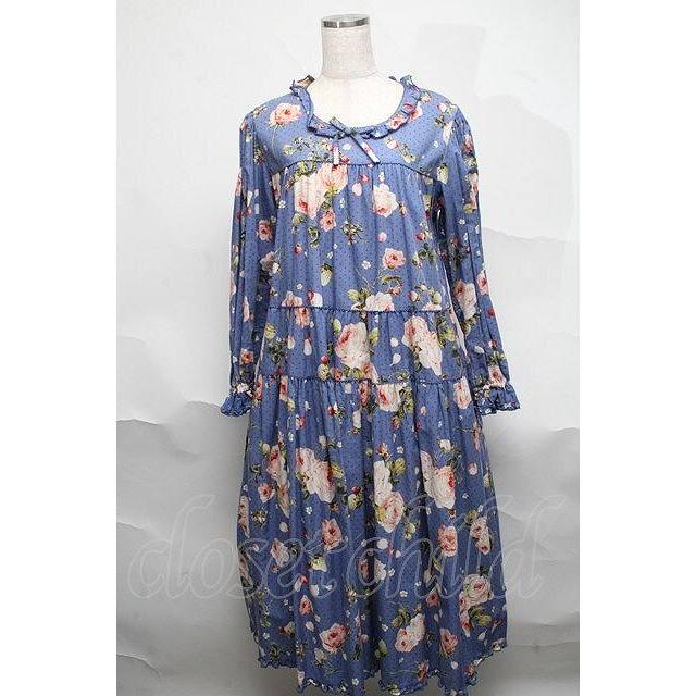 PINK HOUSE / Berry Roseプリントミディワンピース ブルー S-25-06-23