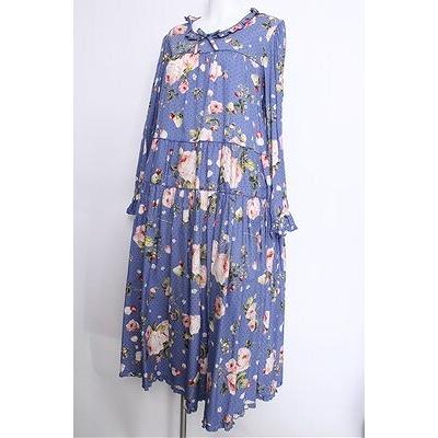 ピンクハウス ブルーベリーのミディワンピース PINK HOUSE / Berry Roseプリントミディワンピース ブルー S-26-05-17