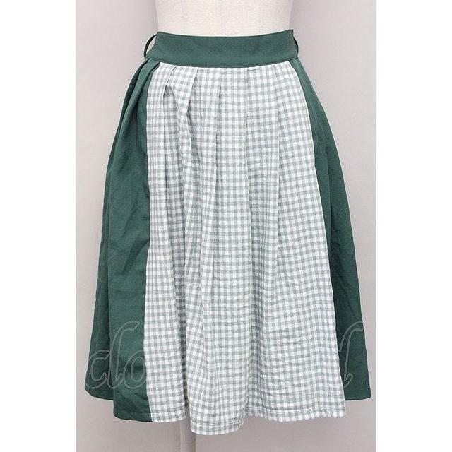 F i.n.t / 前面ギンガムチェックスカート グリーン T-25-03-31-025-CA