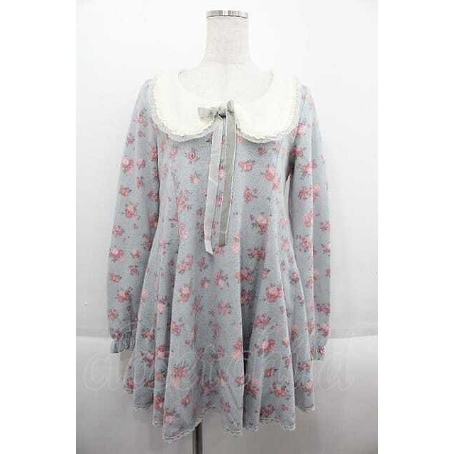 リズリサ　リボンフラワープリント 長袖ミニワンピース リズリサ リボンフラワープリント 長袖ミニワンピース NEW