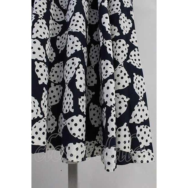 SALE】INGEBORG / ドットリボン総柄シャツワンピース 黒X白 T-25-11