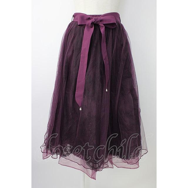 axes femme POETIQUE / バックフリルチュールスカート M パープル T-26